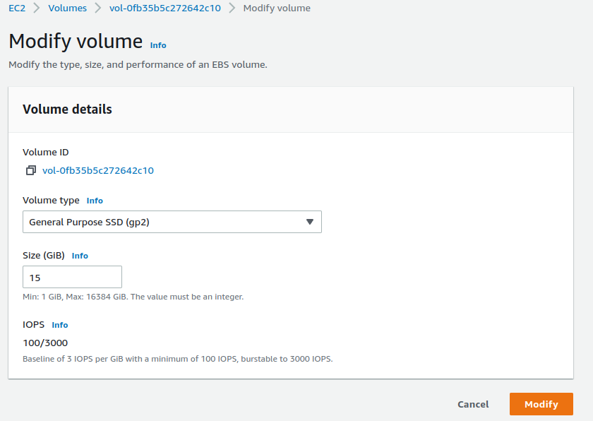 modify volume, resize volume, memperbesar ukuran storage EC2