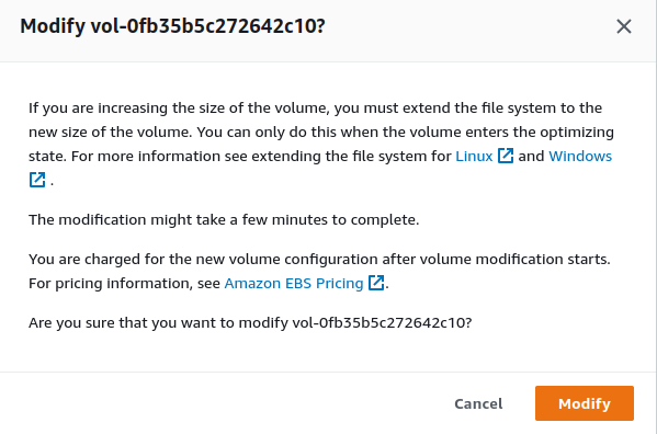 modify volume ebs