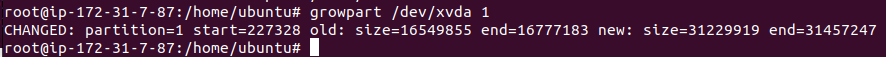 grow partition, memperbesar ukuran storage EC2