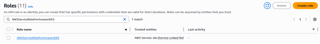 EKS Cluster Service-Linked Role could not be created with cluster role arn:aws:iam::1xxx:role/eksClusterRole or cluster creator identity. Ensure caller has permission to perform `iam:CreateServiceLinkedRole` action